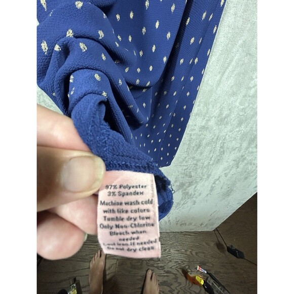 Juicy Couture Navy & Gold Polka Dots Tie Sides High Neck Dress Women’s XS - Picture 10 of 11